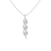 moissanite 3 stone helix necklaces in sterling silver